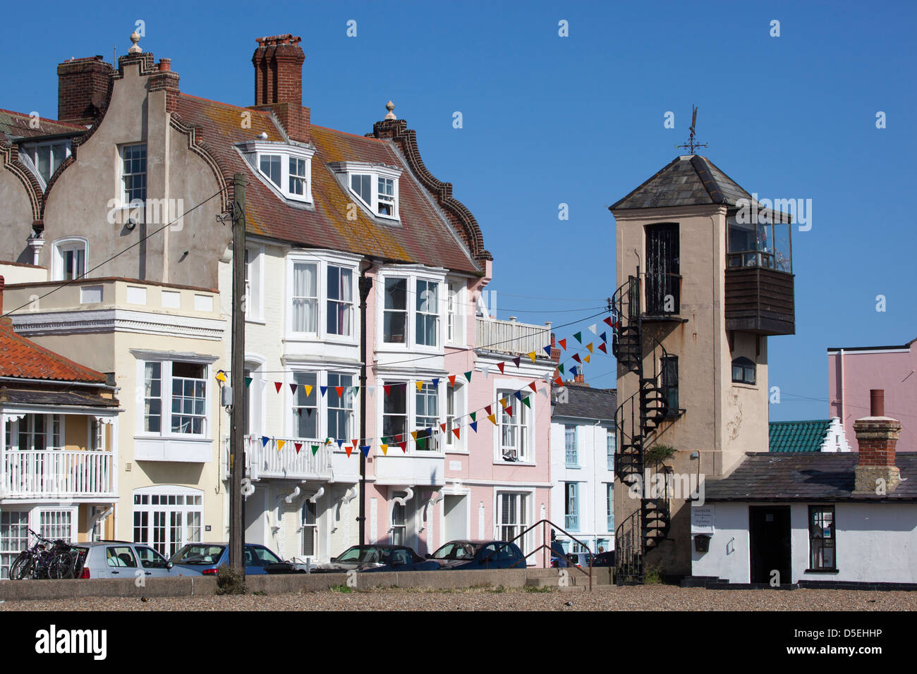 Lungomare proprietà a Aldeburgh Foto Stock