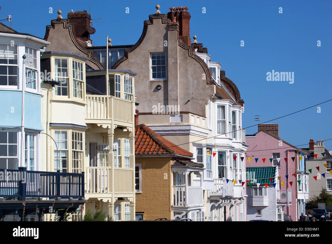 Lungomare proprietà a Aldeburgh Foto Stock