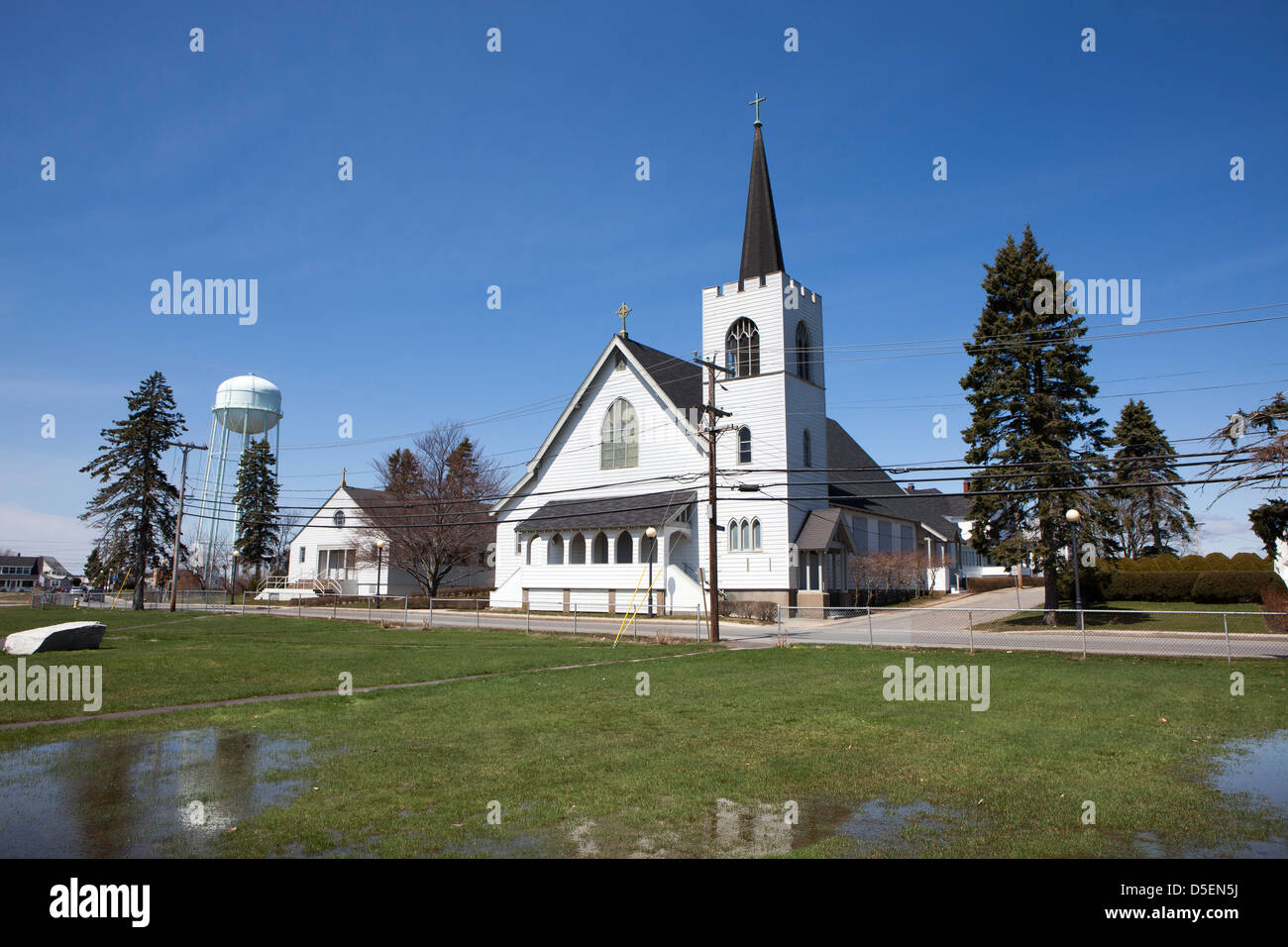 Una chiesa bianca in Hampton Beach, New Hampshire, STATI UNITI D'AMERICA Foto Stock