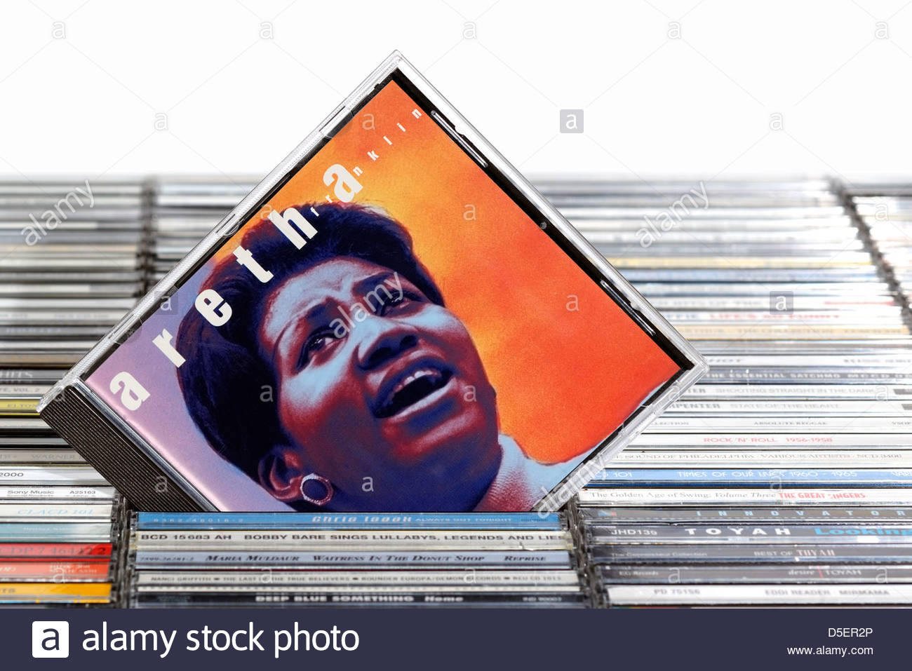 Aretha Franklin album, impilati CD musicale casi, Inghilterra. Foto Stock