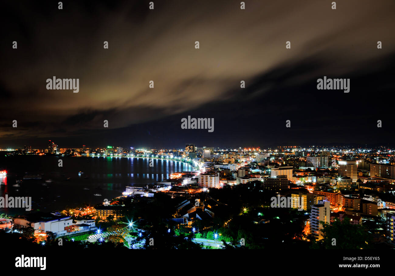 Pattaya città di notte Foto Stock