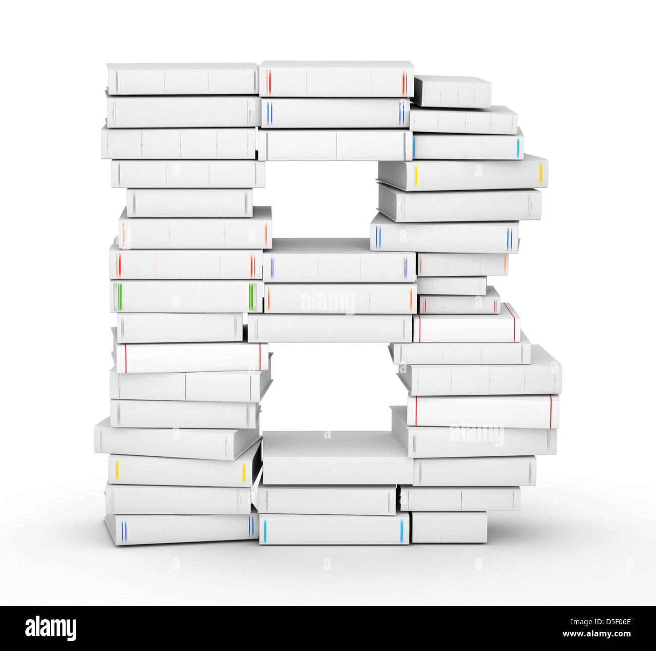 Lettera B, impilati da molti titolo vuoto libri nella colonna Foto Stock