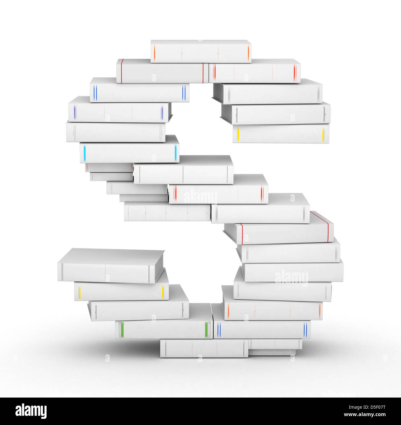 La lettera S, impilati da molti titolo vuoto libri nella colonna Foto Stock