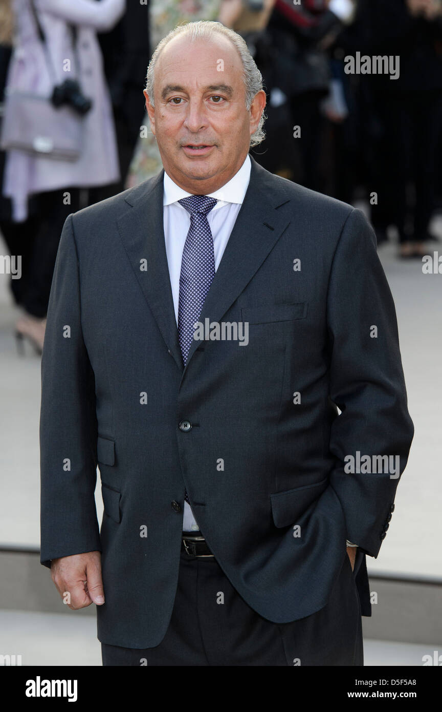 Sir Philip Green arriva per il Burberry Prorsum collezione fashion alla settimana della moda di Londra. Foto Stock