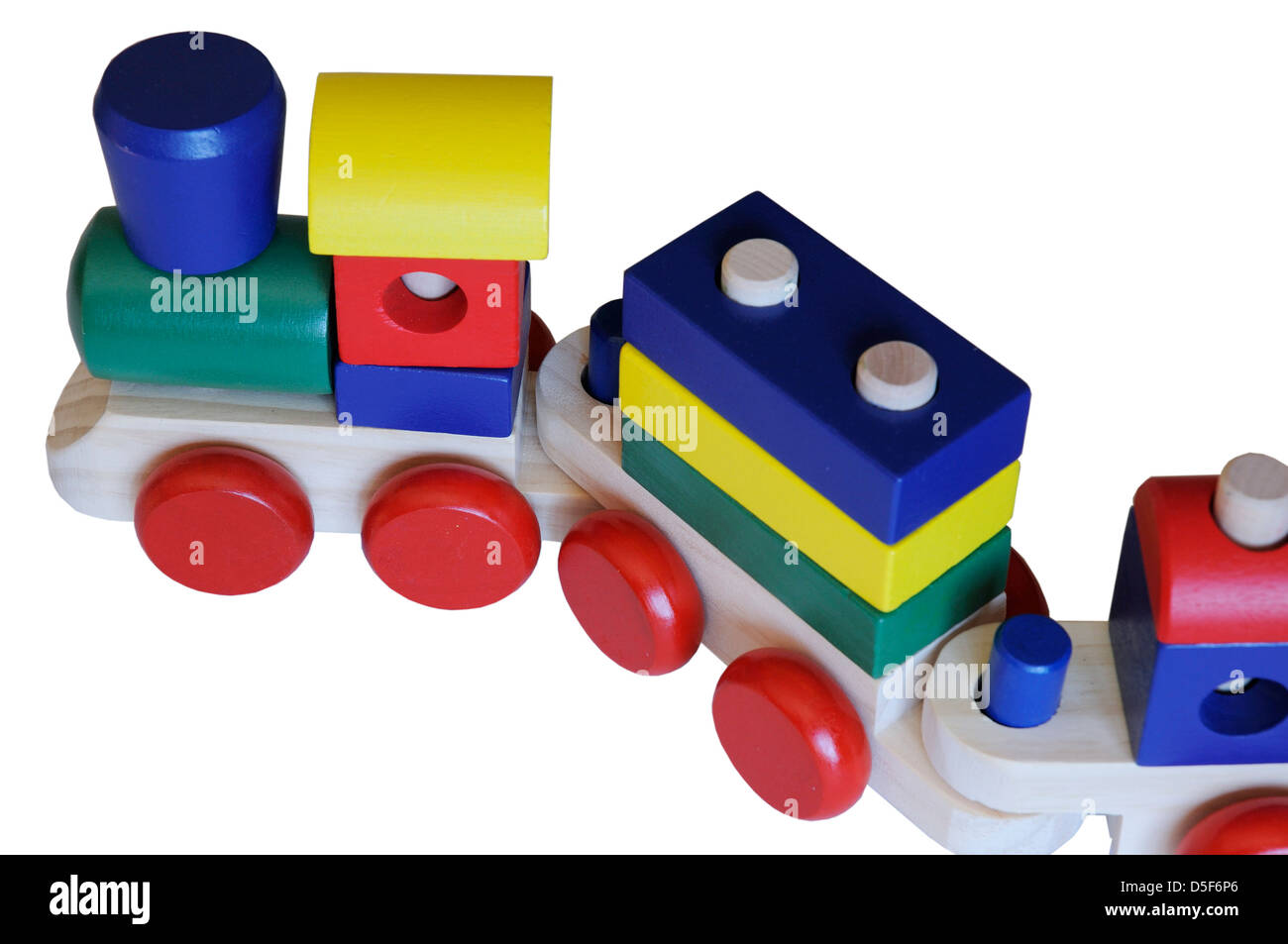 Un giocattolo di legno treno Foto Stock
