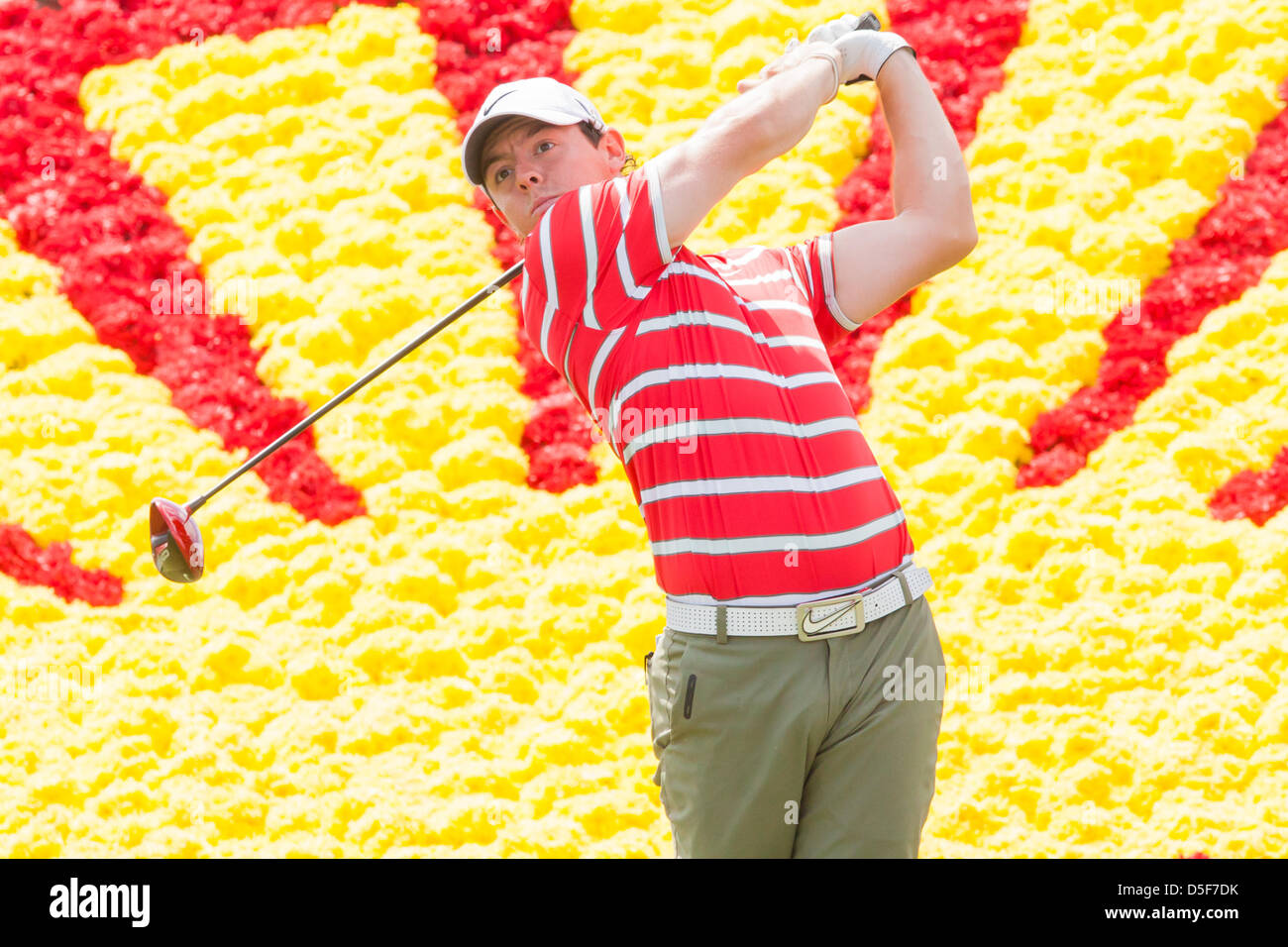 Houston Texas, Stati Uniti d'America. Il 30 marzo, 2013. Shell Houston aperto. Rory Mcllroy su xviii t al Redstone Golf in umile, TX. Foto Stock