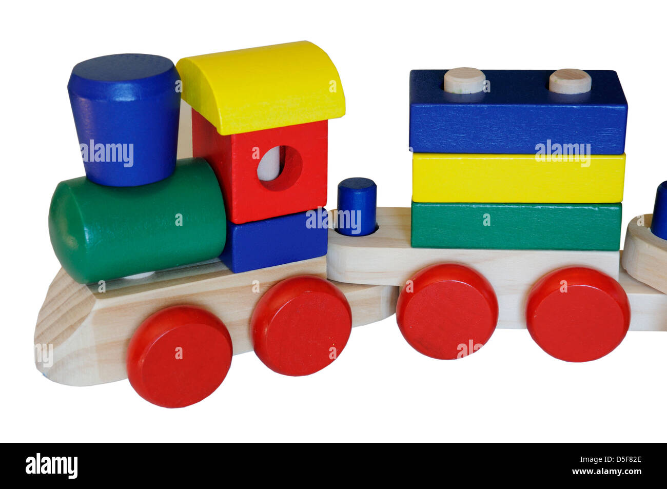 Un bambino giocattolo di legno treno Foto Stock