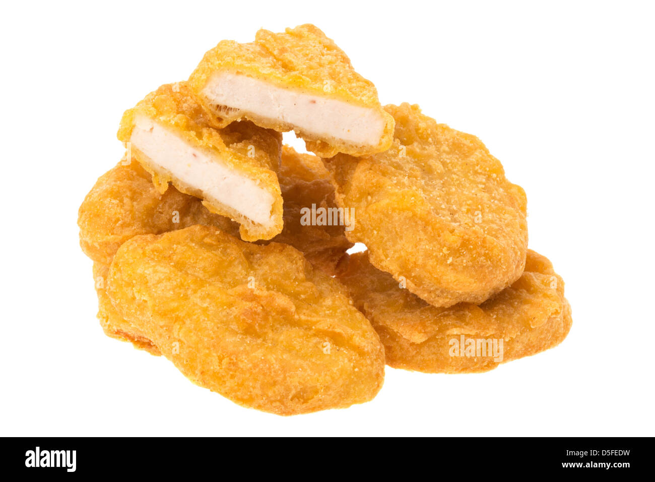 Pepite di pollo - studio shot con uno sfondo bianco Foto Stock