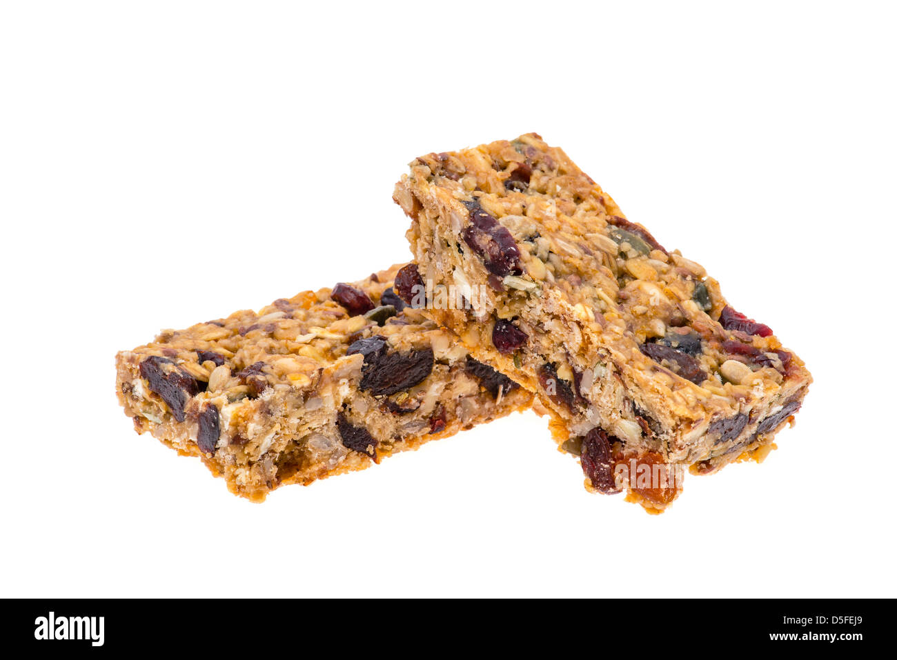 Due sano granola bar - studio shot con uno sfondo bianco Foto Stock
