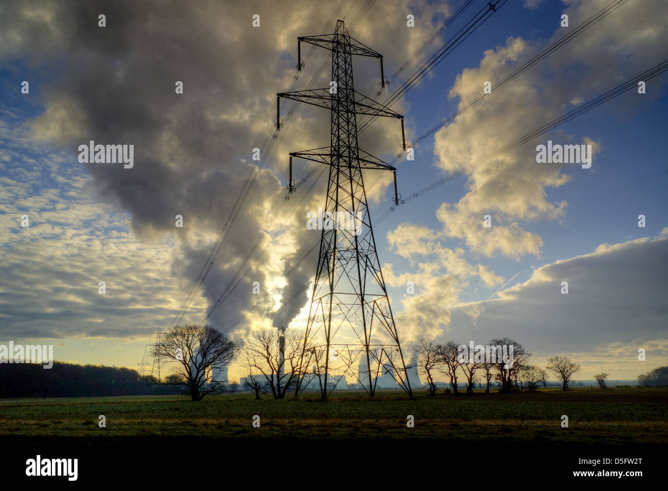 Drax Power Station in North Yorkshire su una mattina di primavera Foto Stock