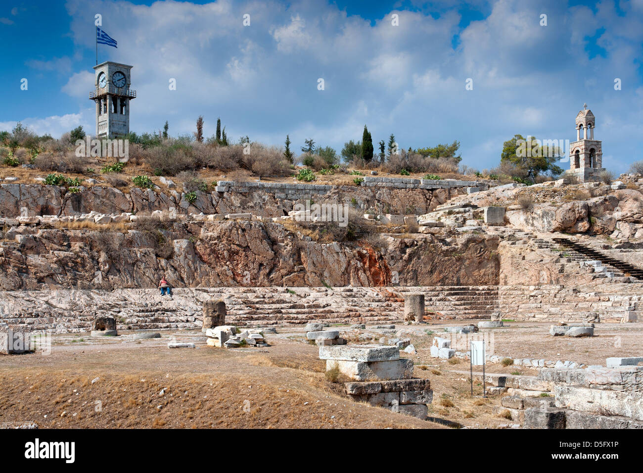 Gli scavi della antica Eleusis, il sito dei misteri Eleusinian, un importante evento religioso della Grecia antica Foto Stock