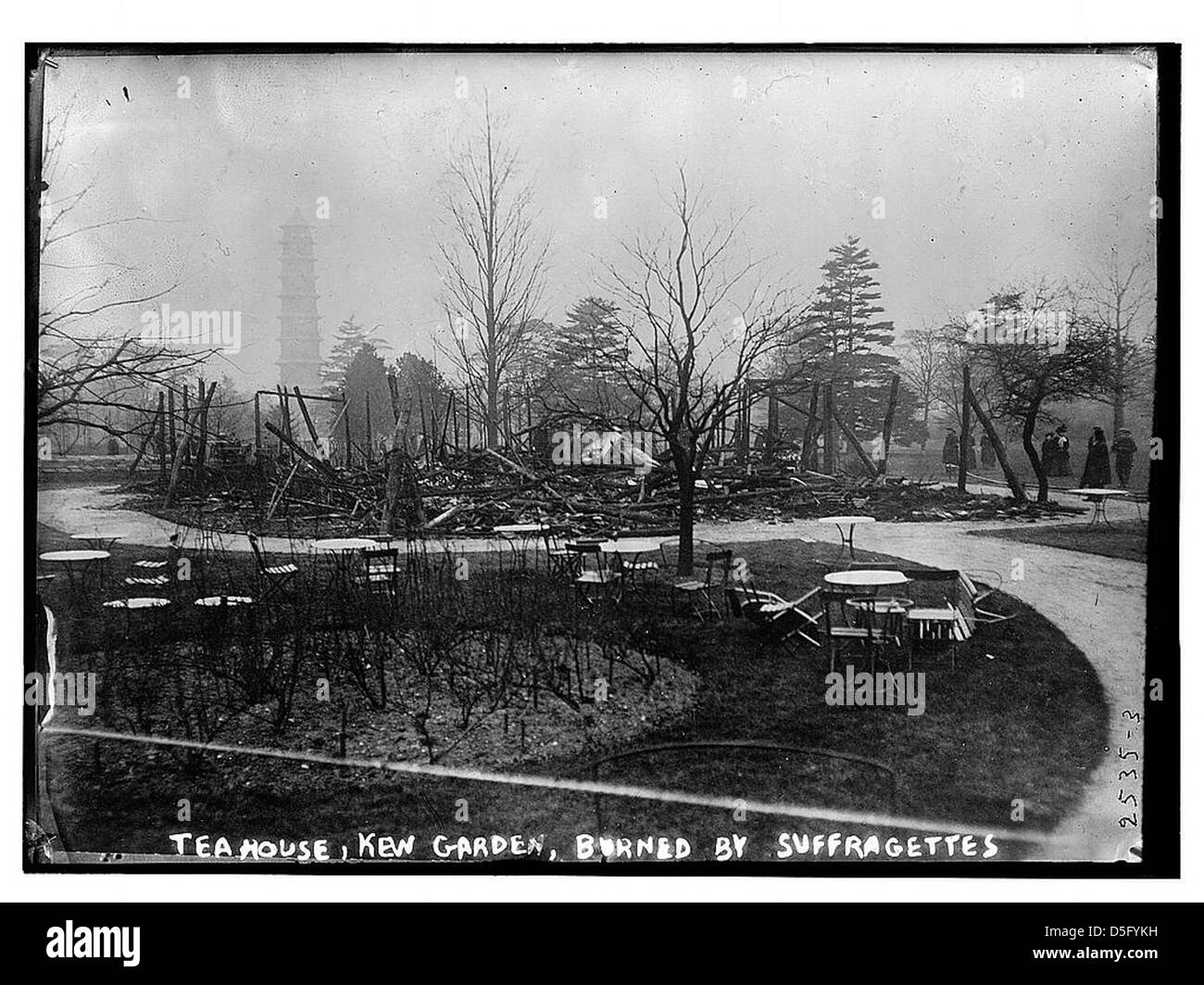 Casa da tè, Kew Gardens, distrutta da suffragettes (LOC) Foto Stock
