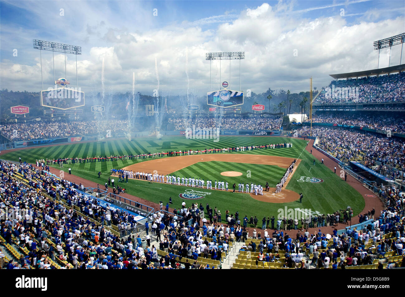 Giorno di apertura festeggiamenti presso il Dodger Stadium Foto Stock