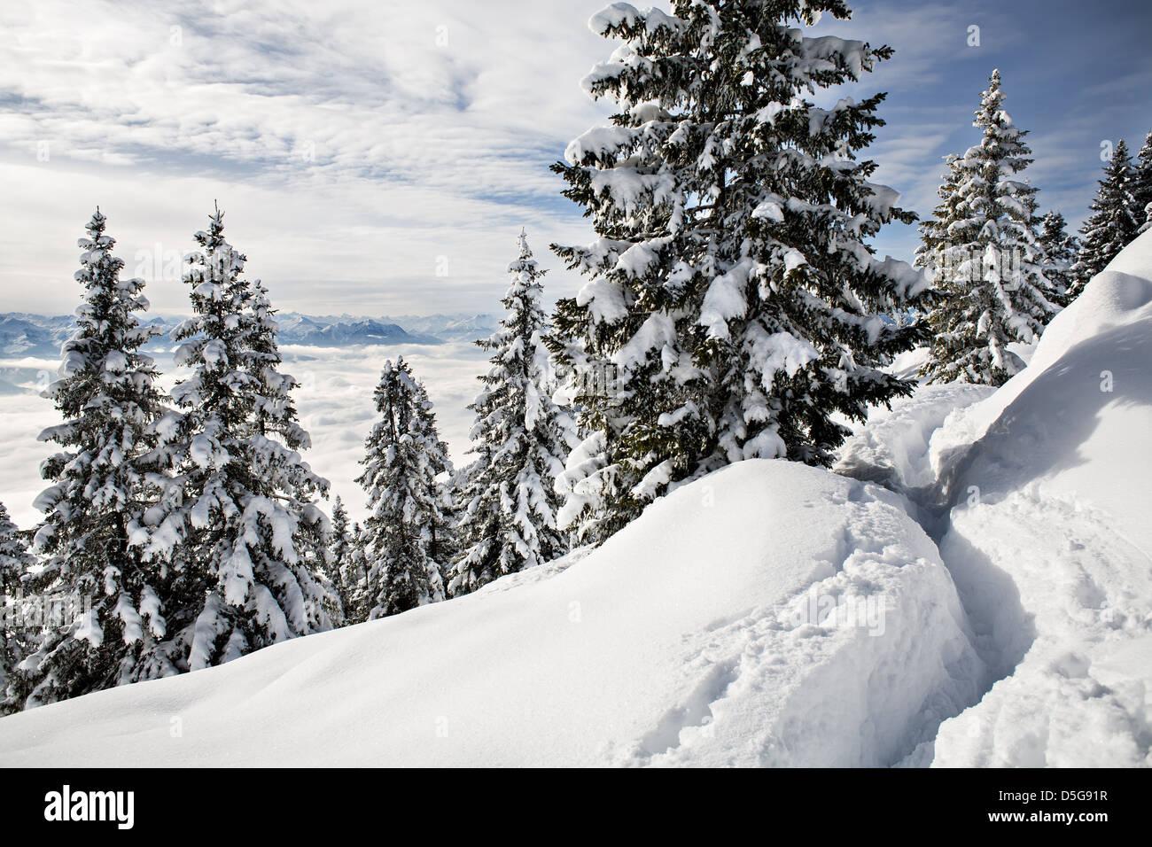 Punto Pendling di Monteneve montagna nelle Alpi vicino a Thiersee a Kufstein in Austria, l'Europa. Foto Stock