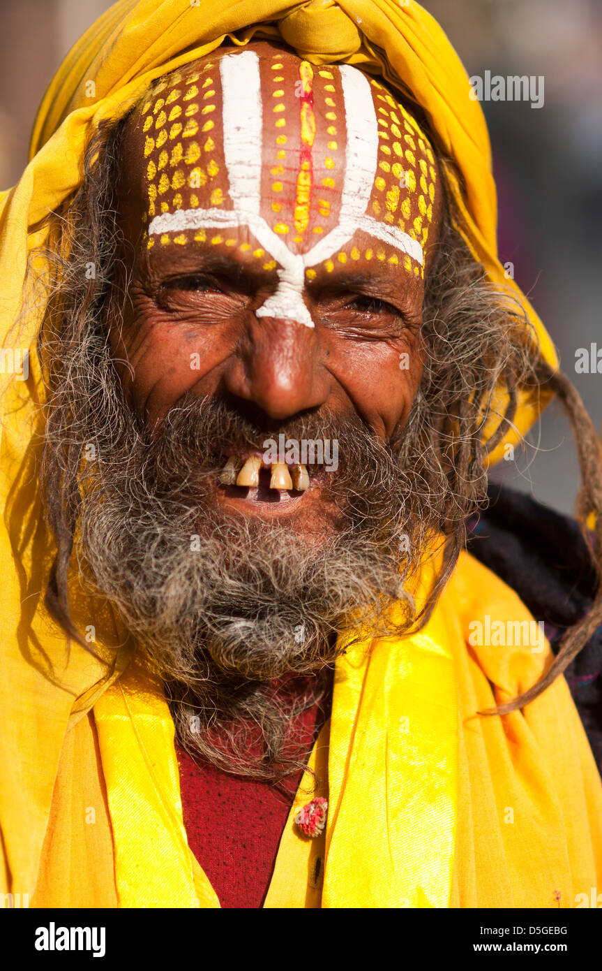 Ritratto di Sadhu in Freak Street, Kathmandu Foto Stock