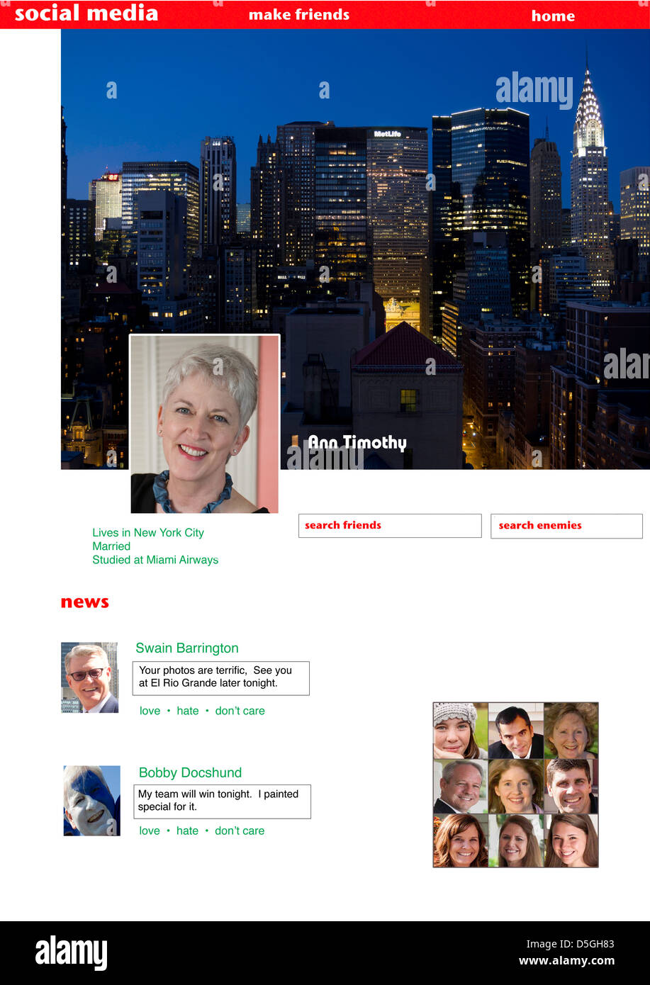 Social Media Home Page Foto Stock