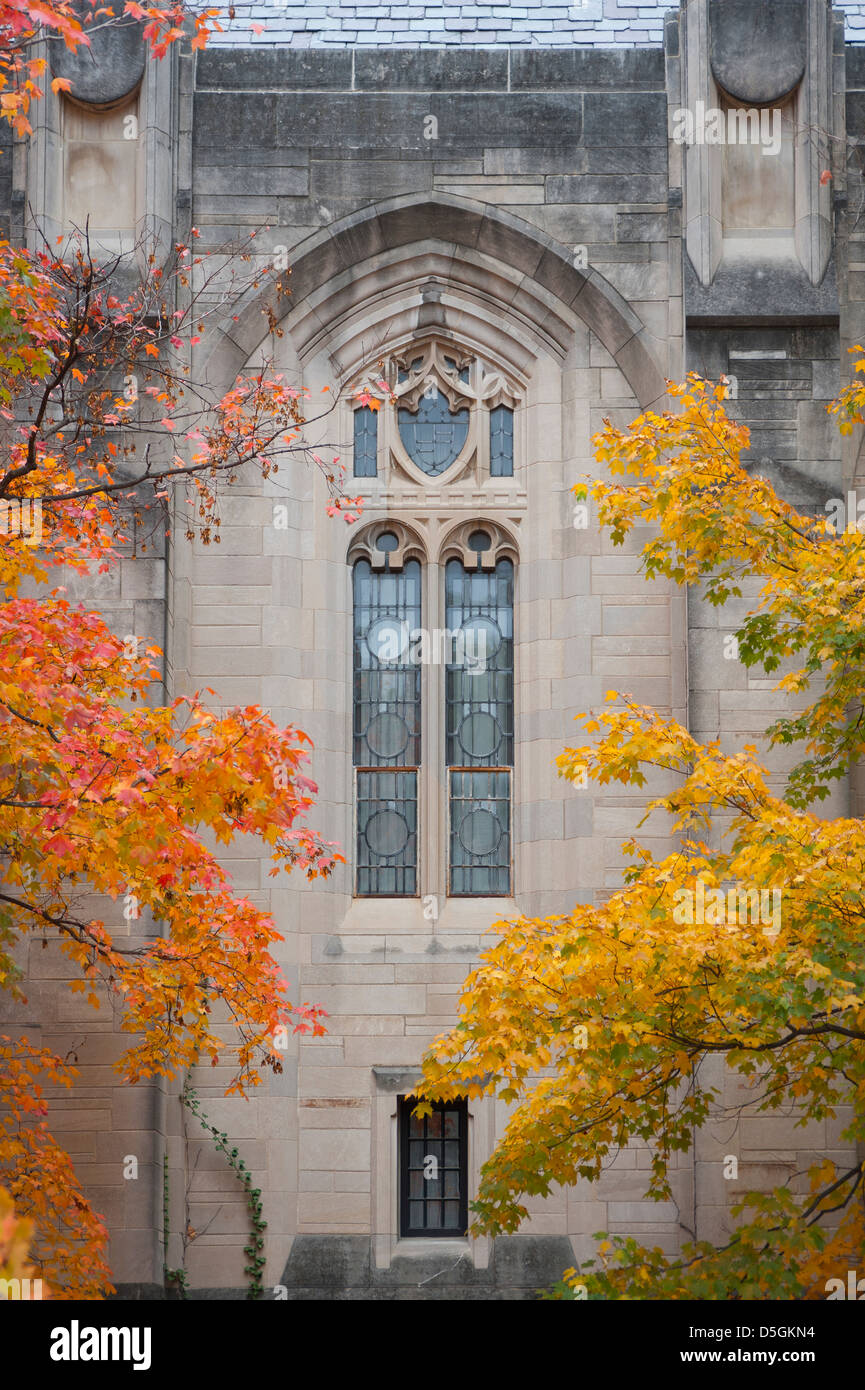 L'architettura di molti degli edifici del campus dell'Università dell'Indiana a Bloomington, Indiana è unico. Foto Stock