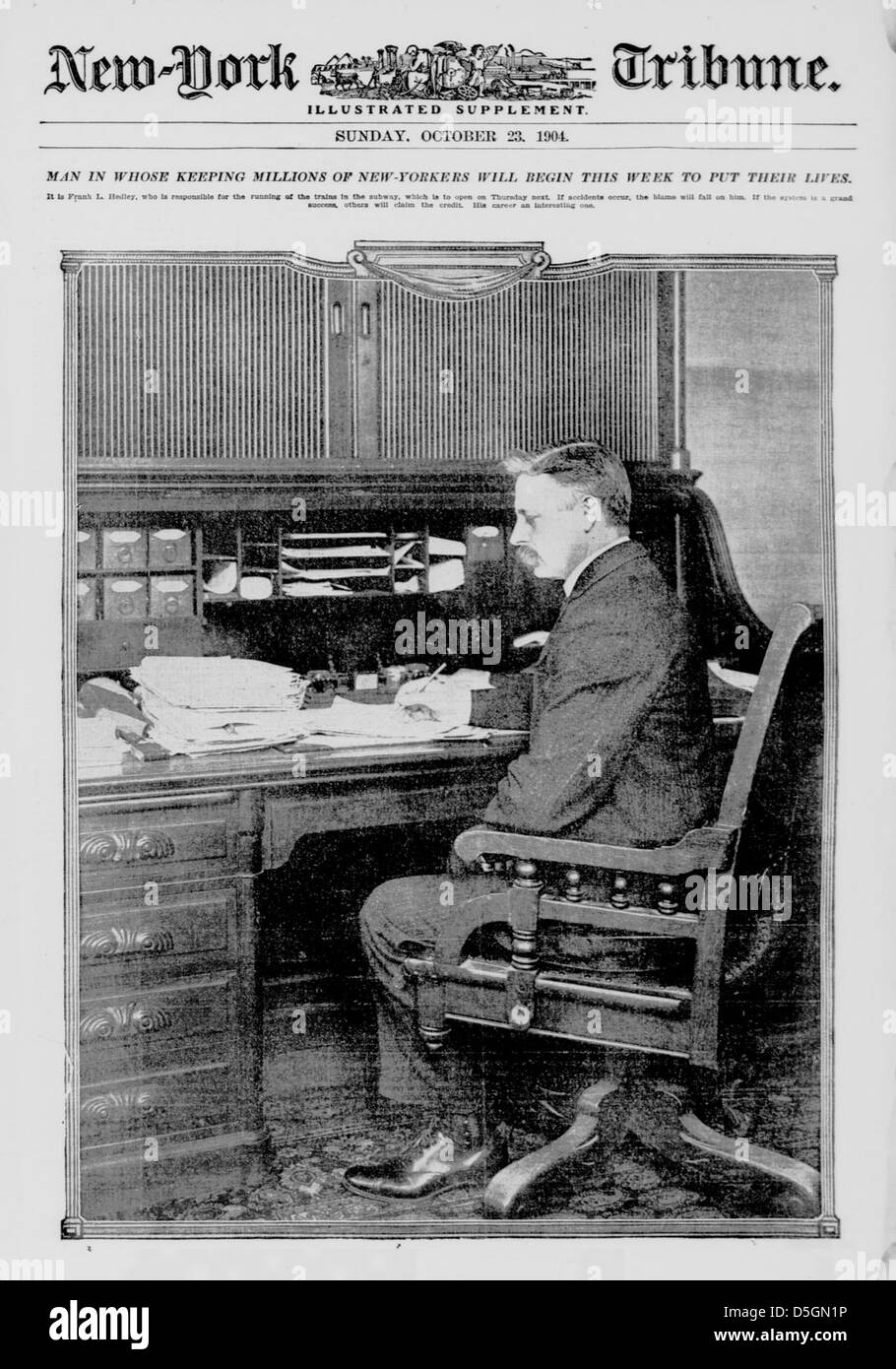 Frank L. Hedley, il presidente della Interborough Rapid Transit Company (IRT), è considerato responsabile del transito sicuro di milioni di newyorkesi poiché utilizzano la metropolitana all'inizio del XX secolo. Foto Stock