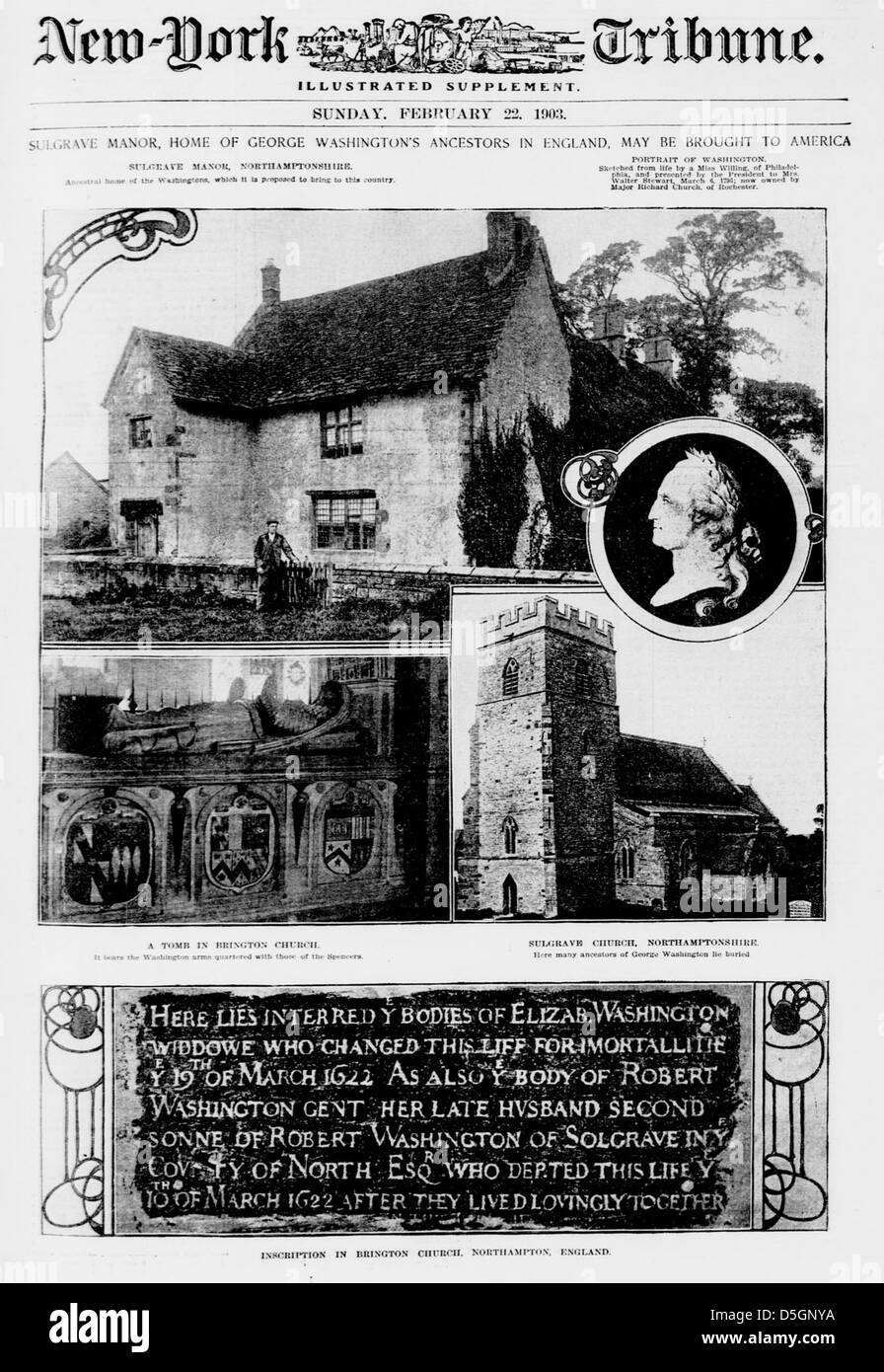 Sulgrave Manor, la casa di George Washington antenati in Inghilterra, può essere portato in America (LOC) Foto Stock