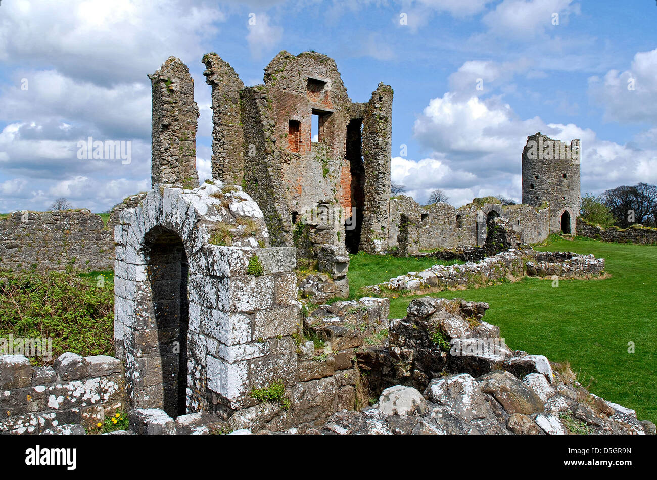 Rovine del Seicento, il Secolo, il castello di Crom, superiore del Lough Erne, County Fermanagh, Irlanda del Nord Foto Stock
