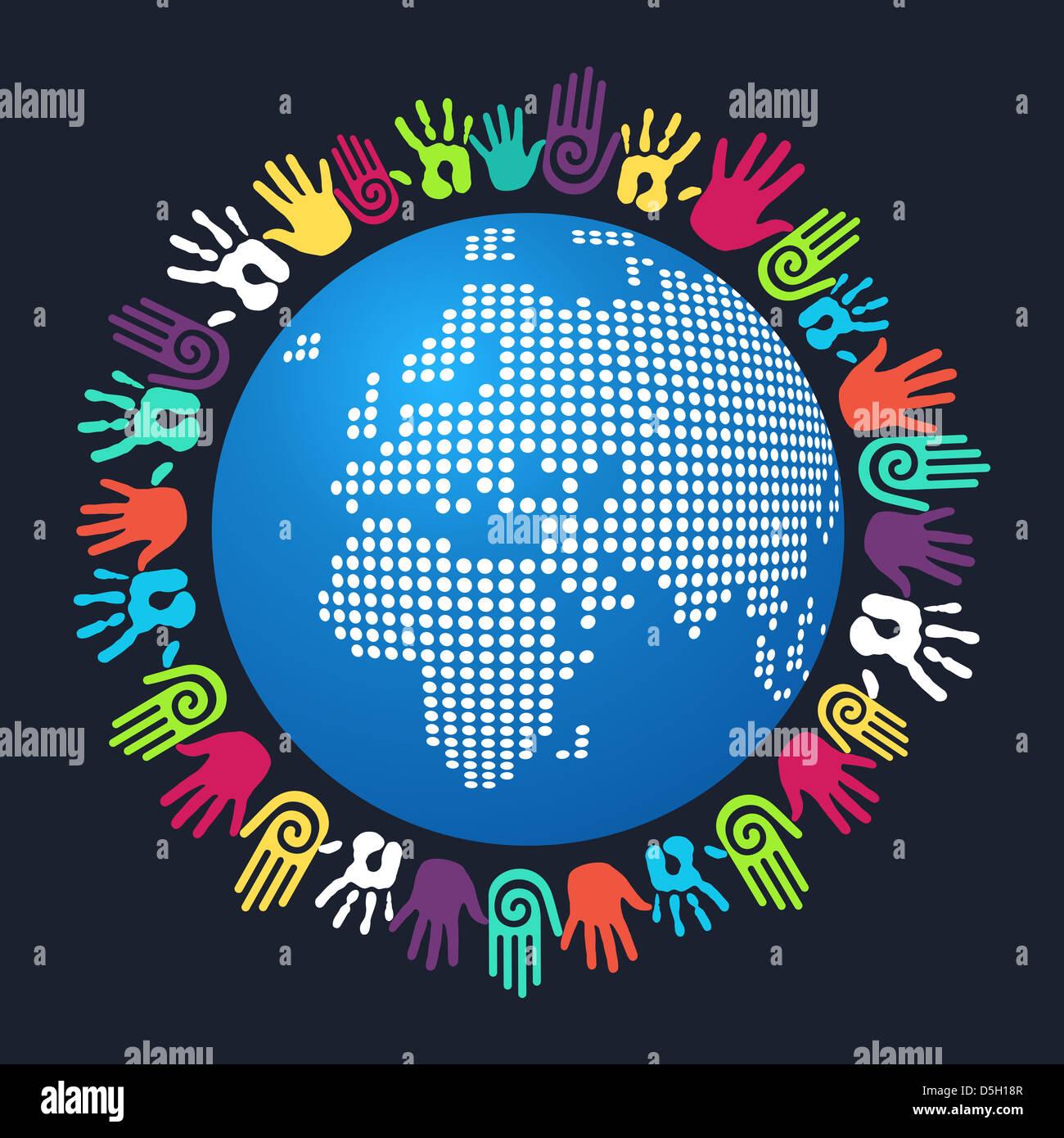 Colorati a mano di persone in tutta Europa e Africa mappa del mondo. File vettoriale stratificata per una facile manipolazione e colorazione personalizzata. Foto Stock Colorati a mano di persone in tutta Europa e Africa mappa del mondo. File vettoriale stratificata per una facile manipolazione e colorazione personalizzata. Foto Stock