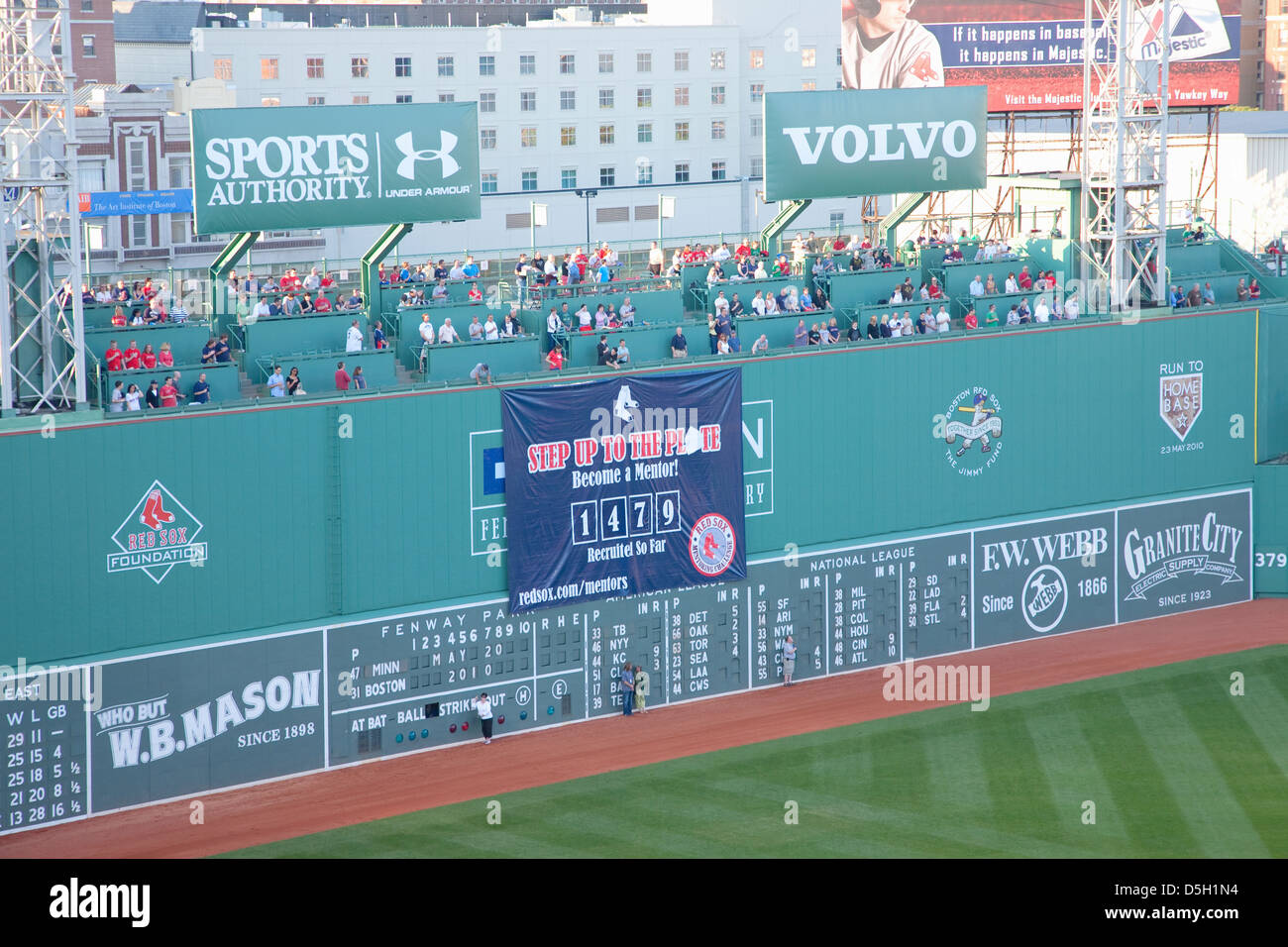 Green Monster leftfield parete Historic Fenway Park Boston Red Sox Boston ma. Stati Uniti d'America 20 maggio 2010 Red Sox versus Minnesota Twins Foto Stock