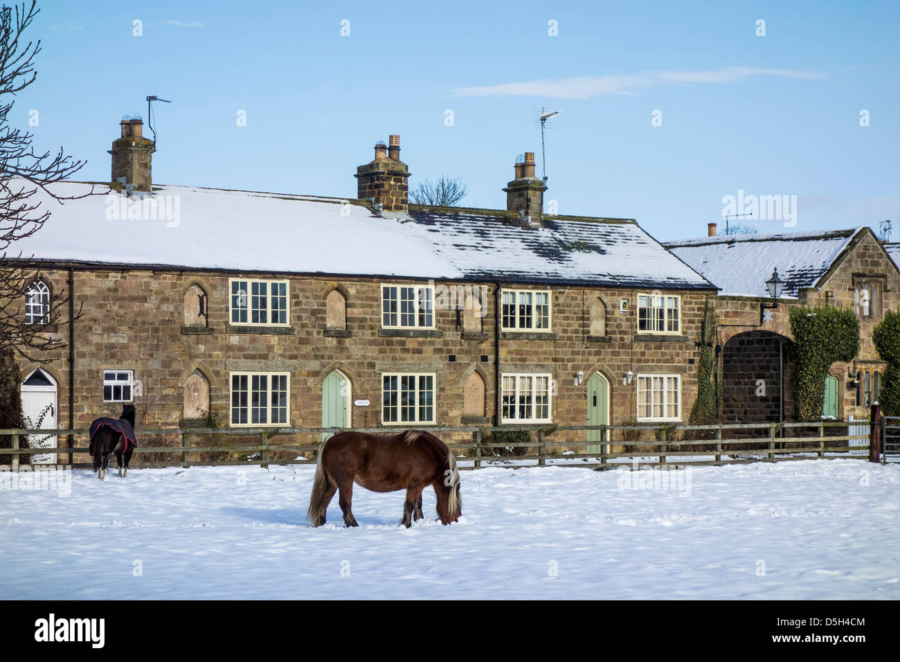 Ripley Village in inverno, North Yorkshire. Foto Stock