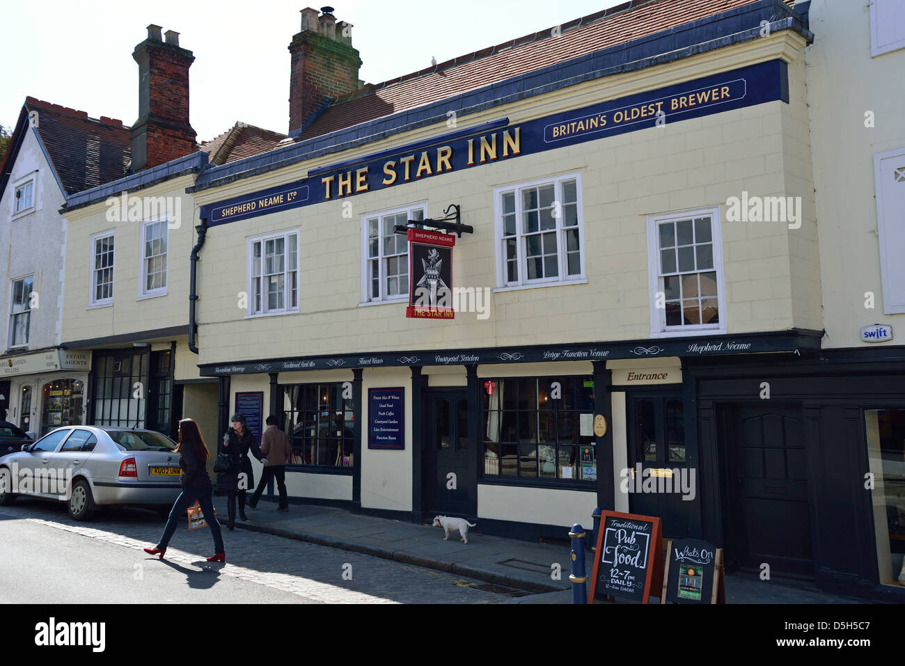 Il XVII secolo la Star Inn, Quarry Street, Guildford, Surrey, England, Regno Unito Foto Stock
