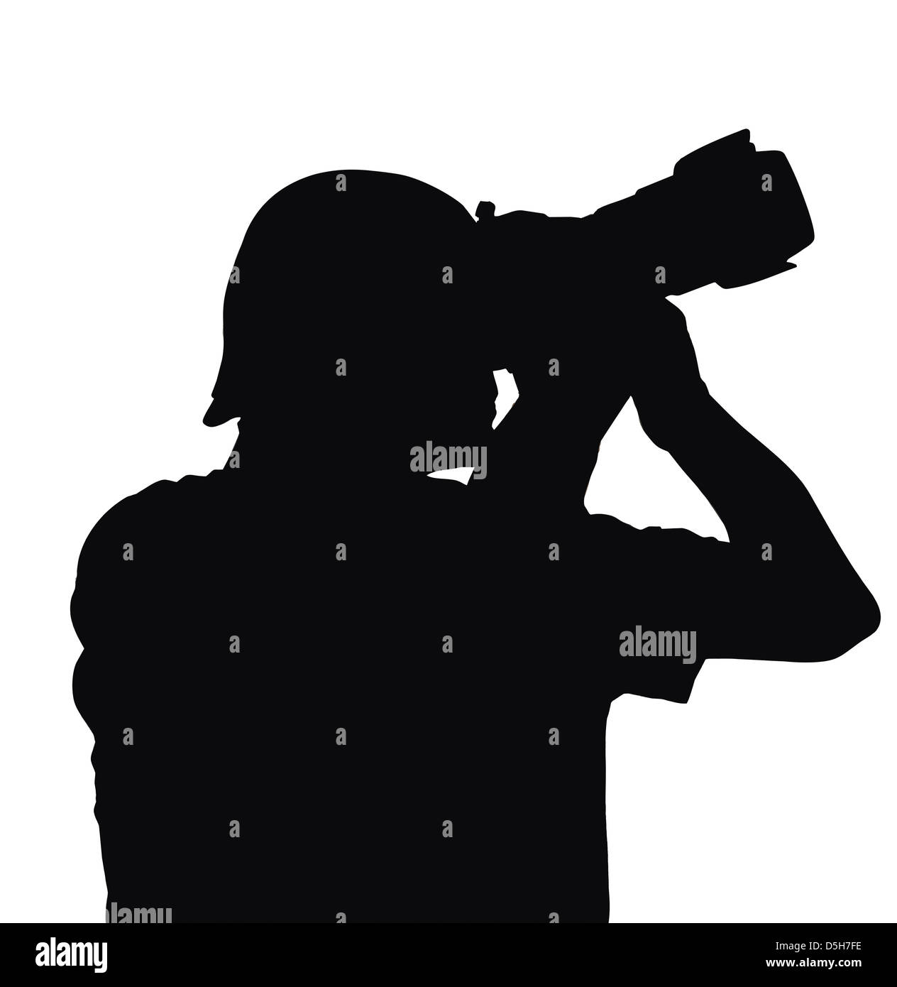 Silhouette di un uomo le mani fotocamera (percorso di clipping) Foto Stock