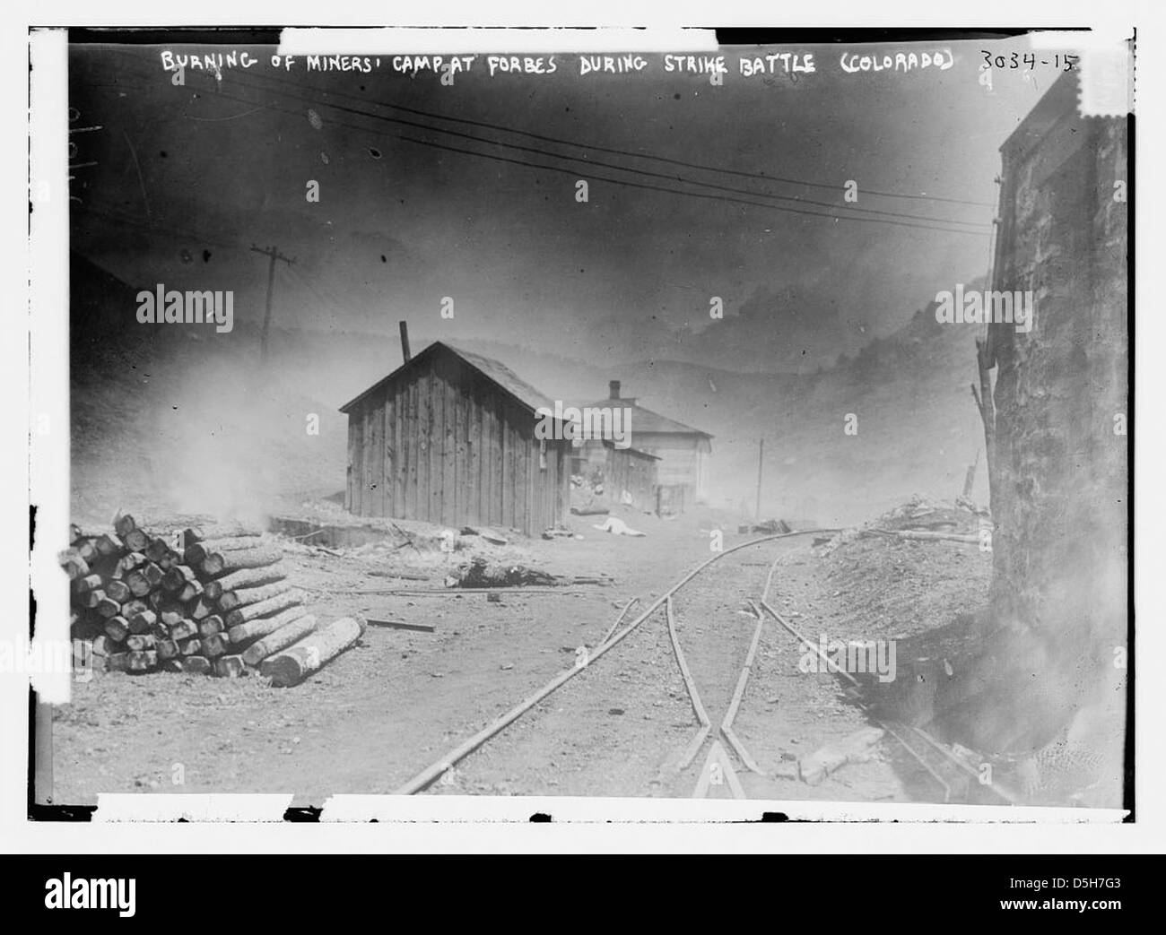La masterizzazione di Miner's camp a Forbes durante la battaglia di sciopero -- Colorado (LOC) Foto Stock