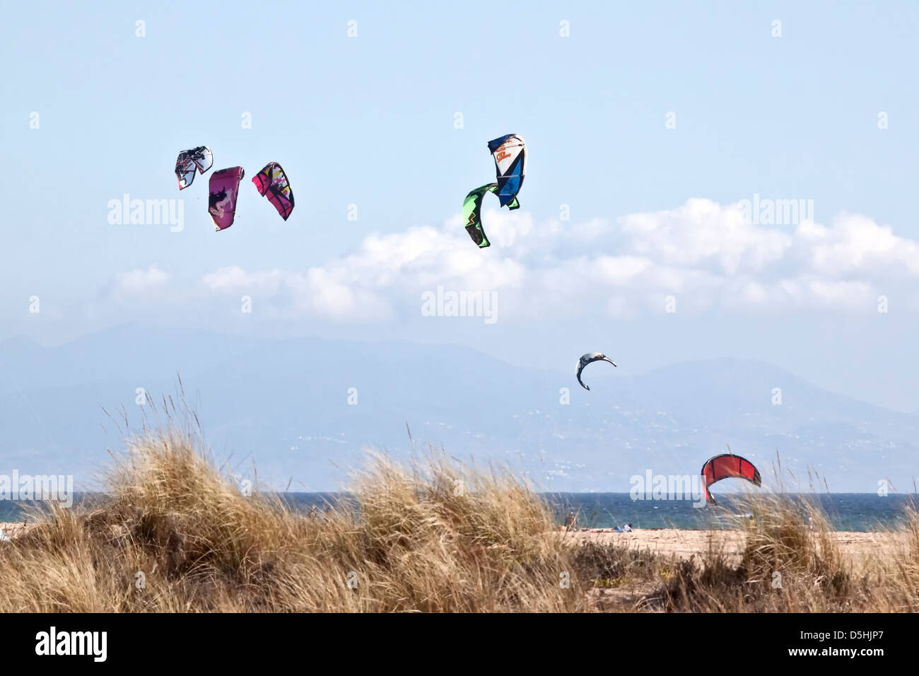 Kitesurf a Tarifa in Andalusia Spagna. Foto Stock