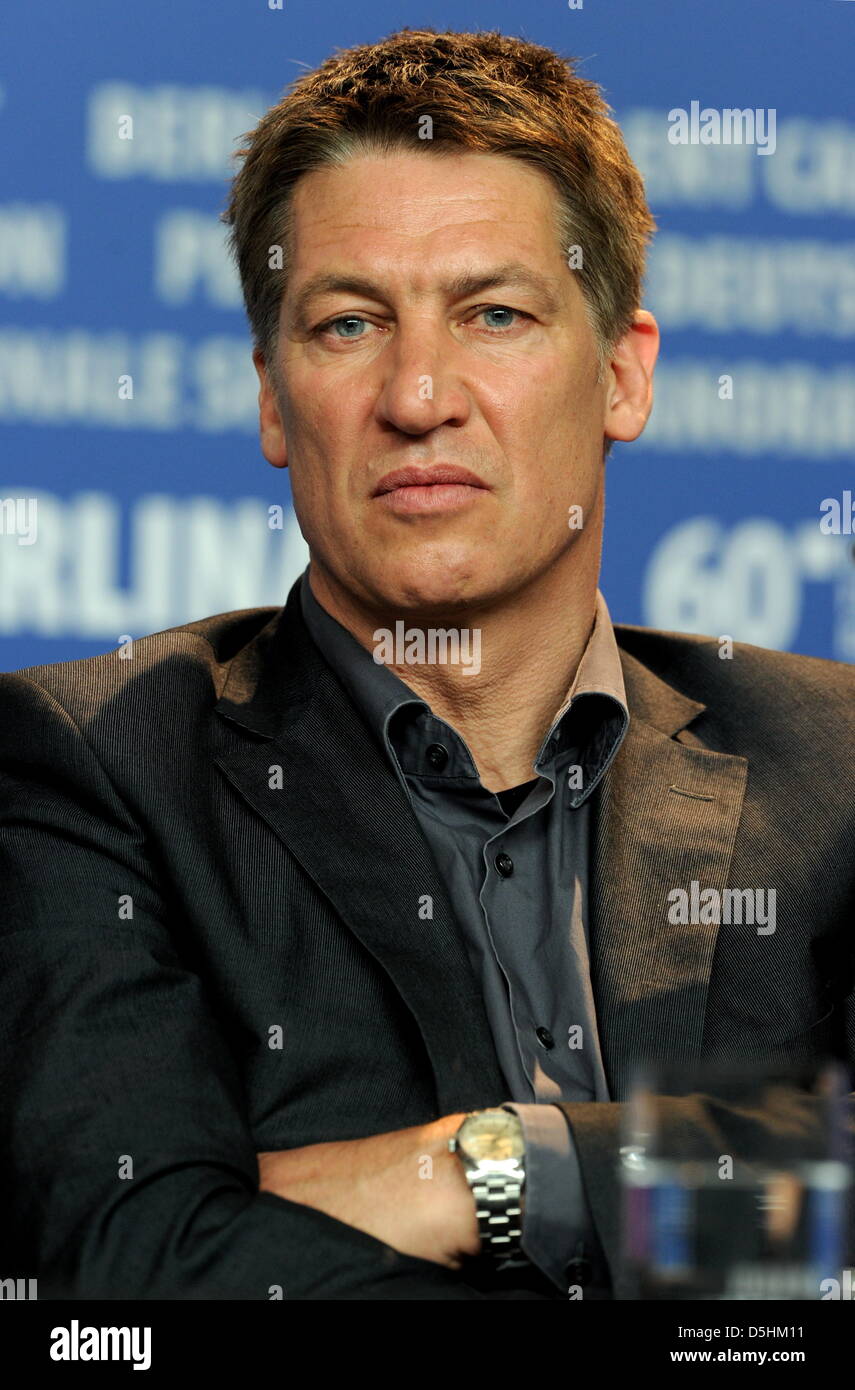 Attore austriaco Tobias Moretti partecipa alla conferenza stampa per il film 'L'ebreo Suss - Ascesa e caduta' ('Jud Süss - Film ohne Gewissen') in esecuzione in concorrenza durante la sessantesima Berlinale Festival Internazionale del Cinema di Berlino in Germania, giovedì 18 febbraio 2010. Il festival si svolge fino al 21 febbraio 2010. Foto: Tim Brakemeier dpa/lbn Foto Stock