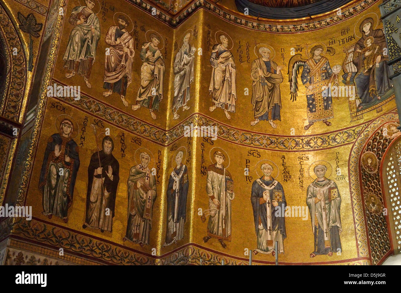 Mosaici bizantini nella Cattedrale di Monreale, Monreale, sicilia, Italia. Foto Stock