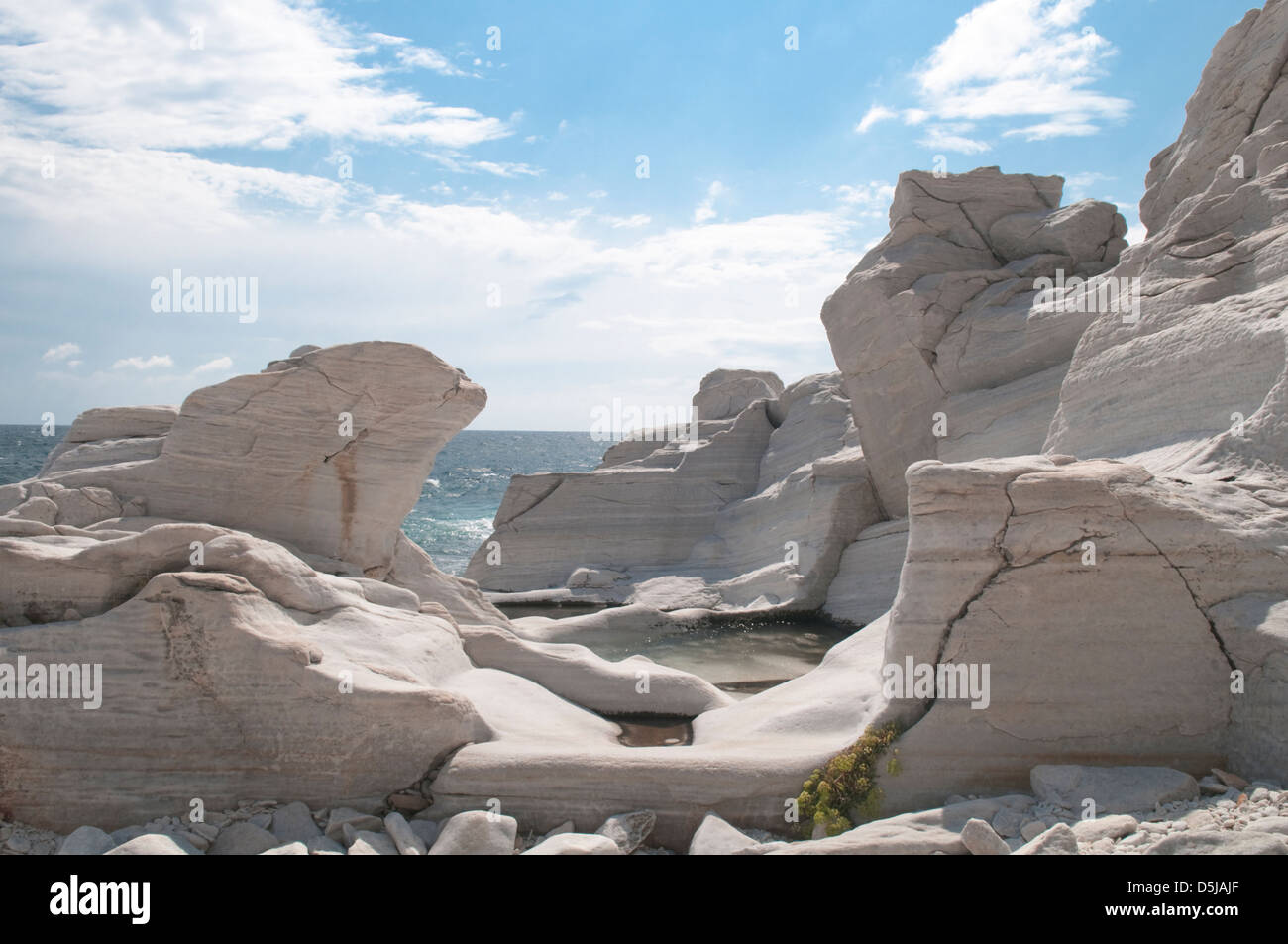 Thassos grecia isola greca di settembre una delle antiche cave di marmo sulla penisola di Alyki o Aliki Foto Stock