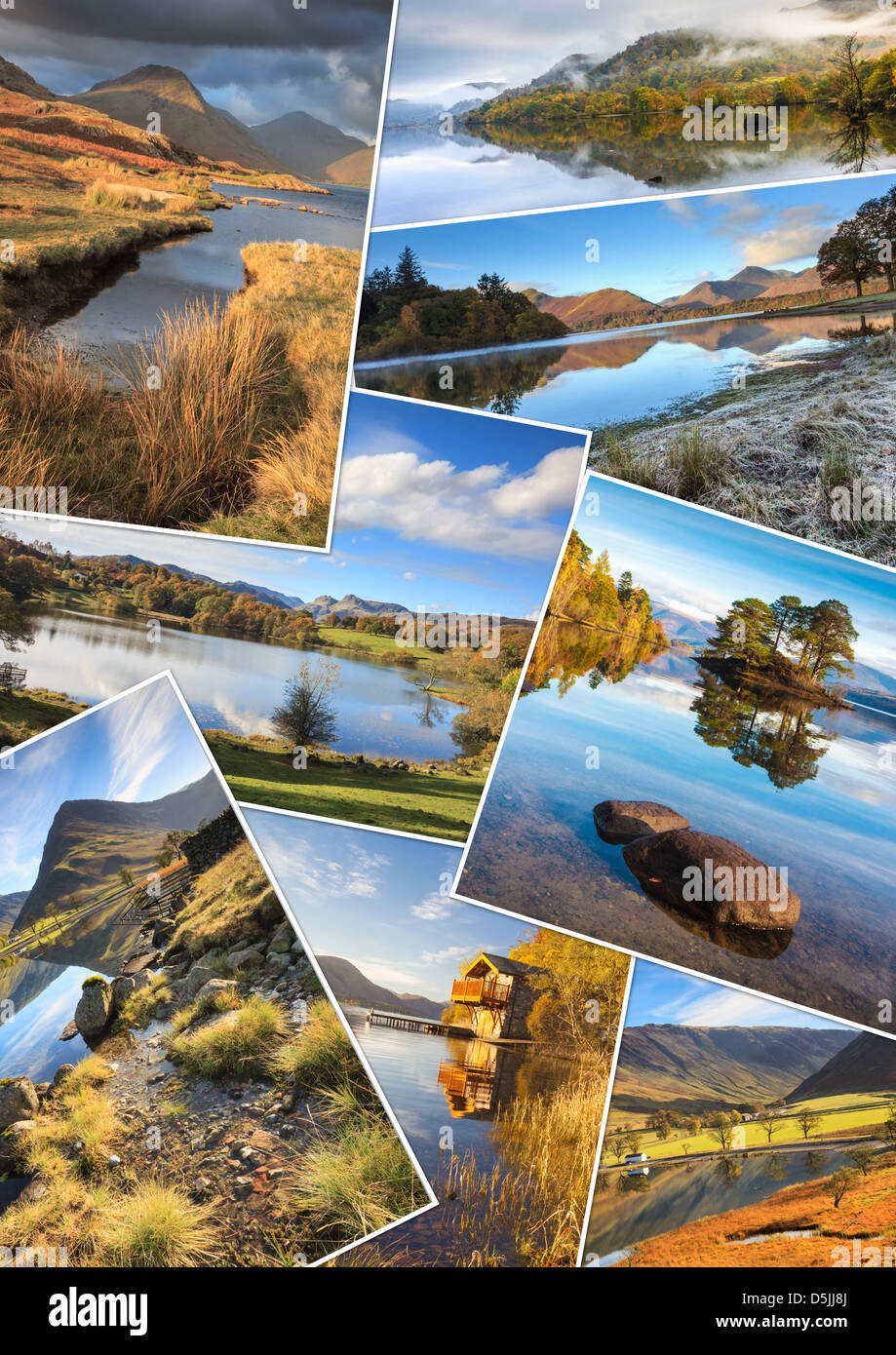 Un montaggio di 8 immagini del Parco Nazionale del Distretto dei Laghi Foto Stock