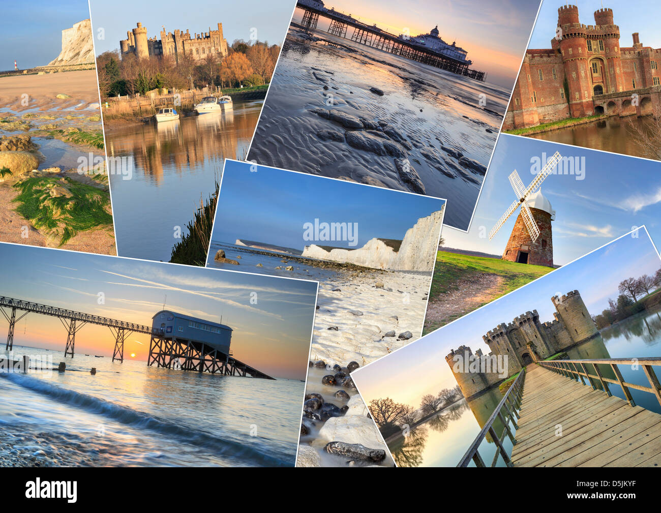 Un montaggio di 8 immagini acquisite in Oriente e West Sussex Foto Stock