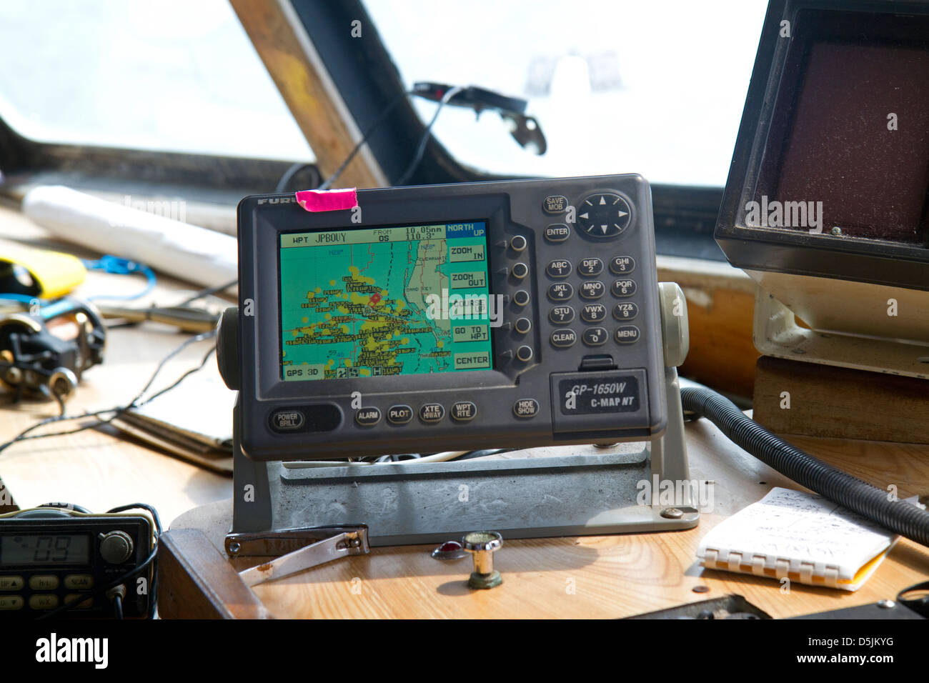 Il GPS a bordo di una grande nave da pesca nel golfo del Messico, Stati Uniti d'America. Foto Stock