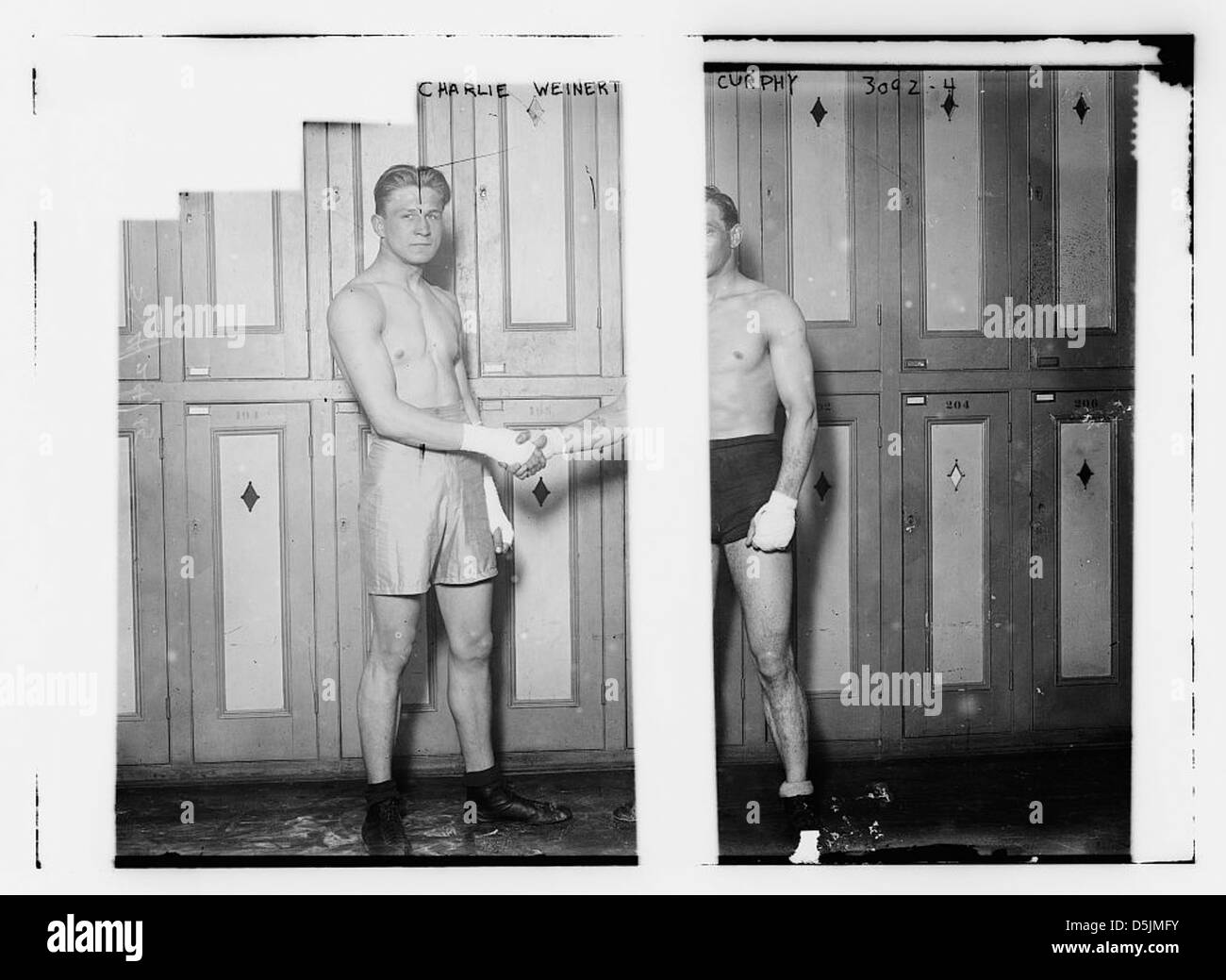 Un ritratto di Charley Weinert, catturato in un'immagine storica che mette in evidenza la sua personalità e il suo ruolo nella società dei primi anni del XX secolo. Foto Stock