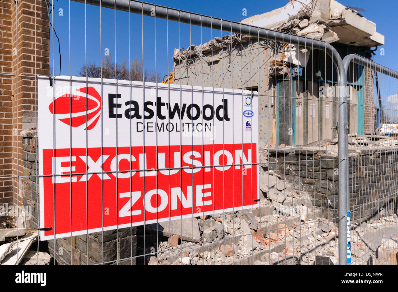 Segno di un Eastwood sito di demolizione. Foto Stock