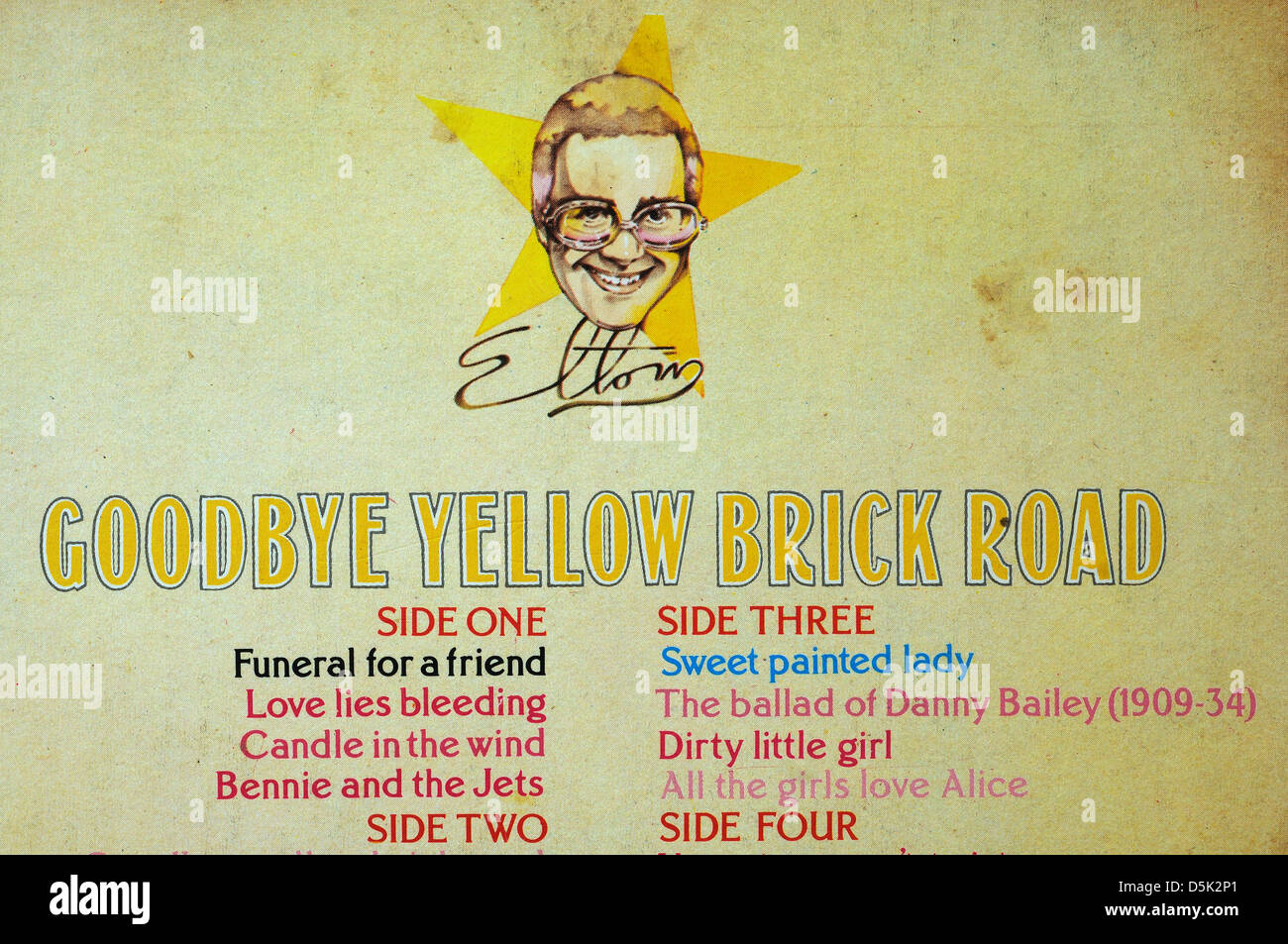 Candela al vento di Elton John sull'Addio mattone giallo album su strada Foto Stock