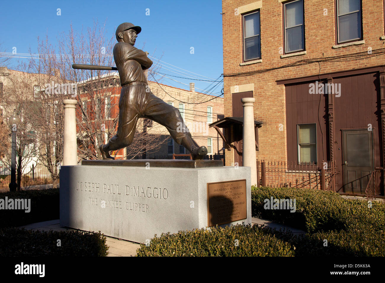 Joe DiMaggio Memorial. Taylor Street, Little Italy quartiere, Chicago Foto Stock