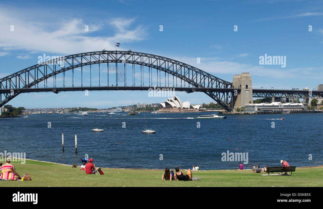 Il Ponte del Porto di Sydney e Quiberie Park North Sydney Australia Foto Stock