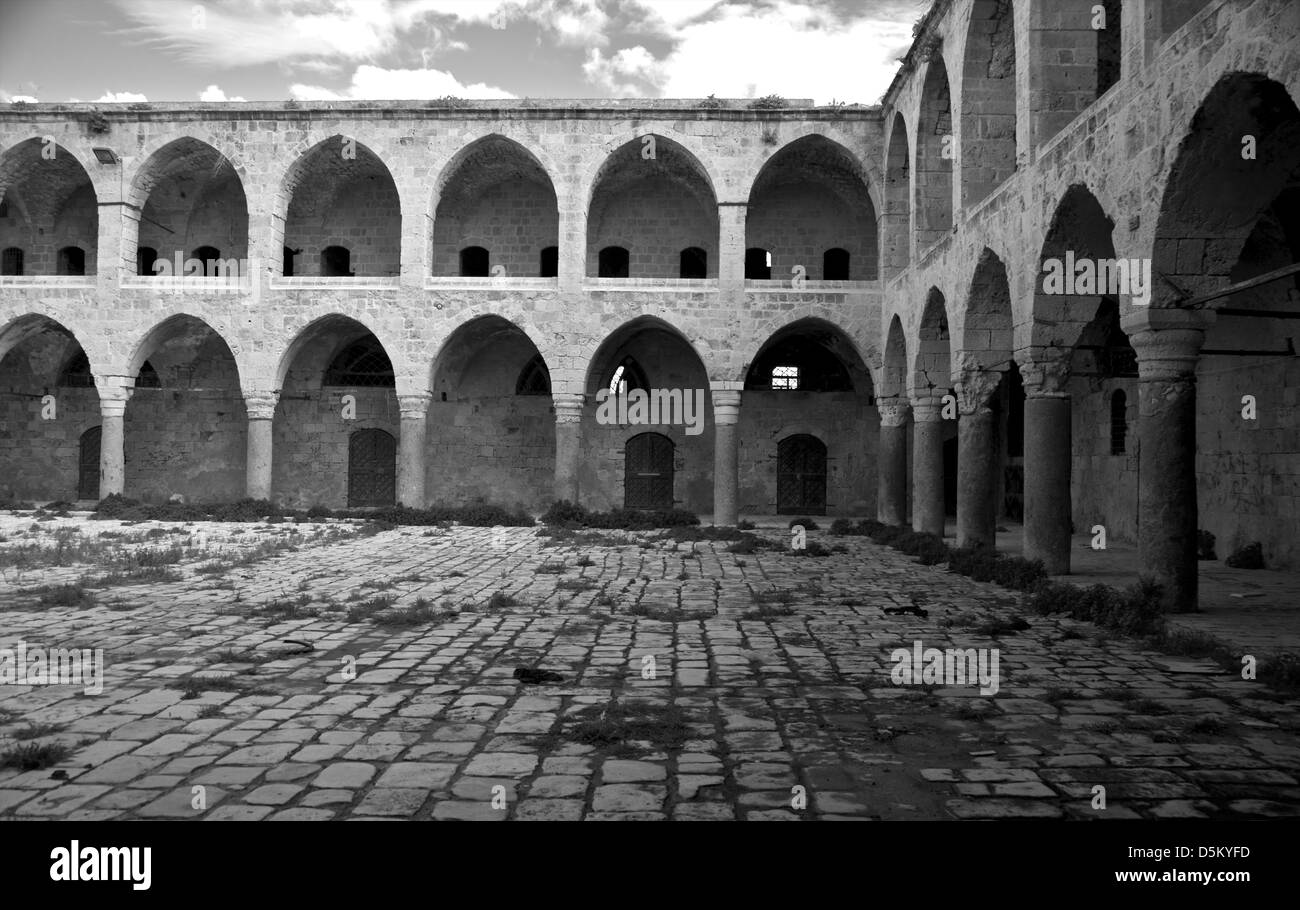 Khan al-Umdan, Inn delle colonne ,città vecchia di Acri, Akko - Israele Foto Stock