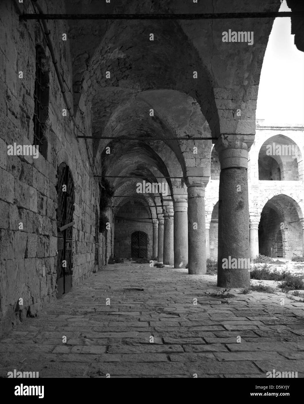 Khan al-Umdan, Inn delle colonne ,città vecchia di Acri, Akko-Israel Foto Stock