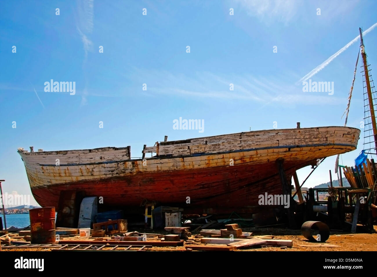 Vecchia barca di legno Foto Stock