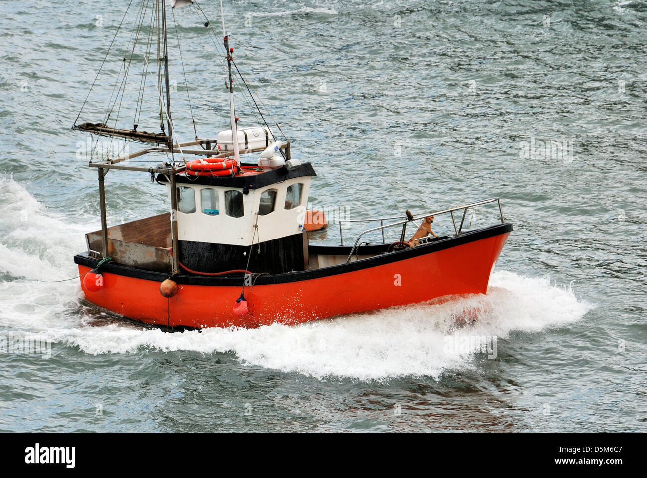 Barca da pesca in mare Foto Stock