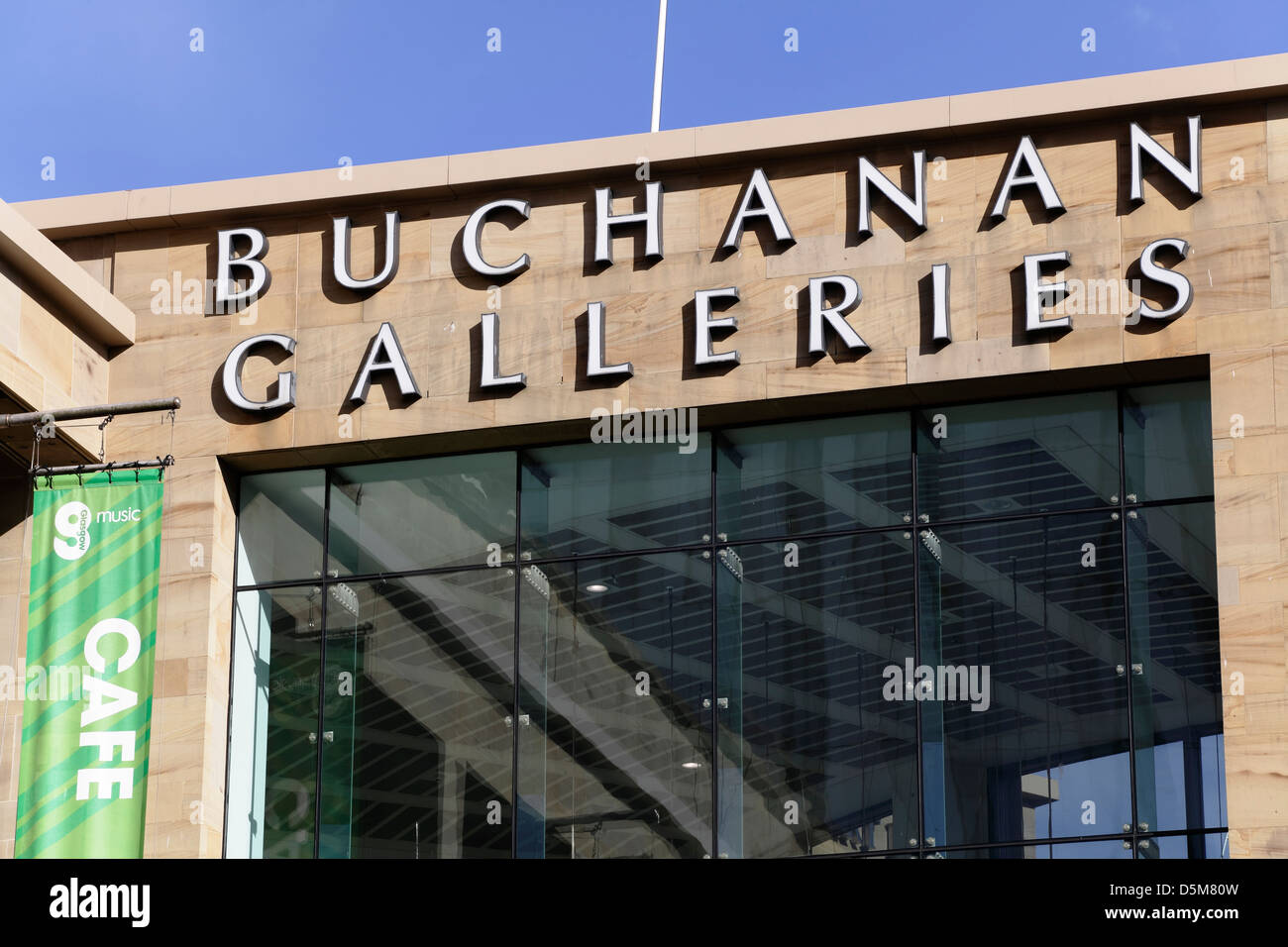 Buchanan Galleries shopping centre segno, Buchanan Street, il centro della città di Glasgow, Scotland, Regno Unito Foto Stock