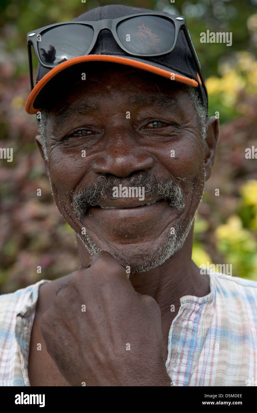 Ritratto di uomo locale da St Lucia, Foto Stock