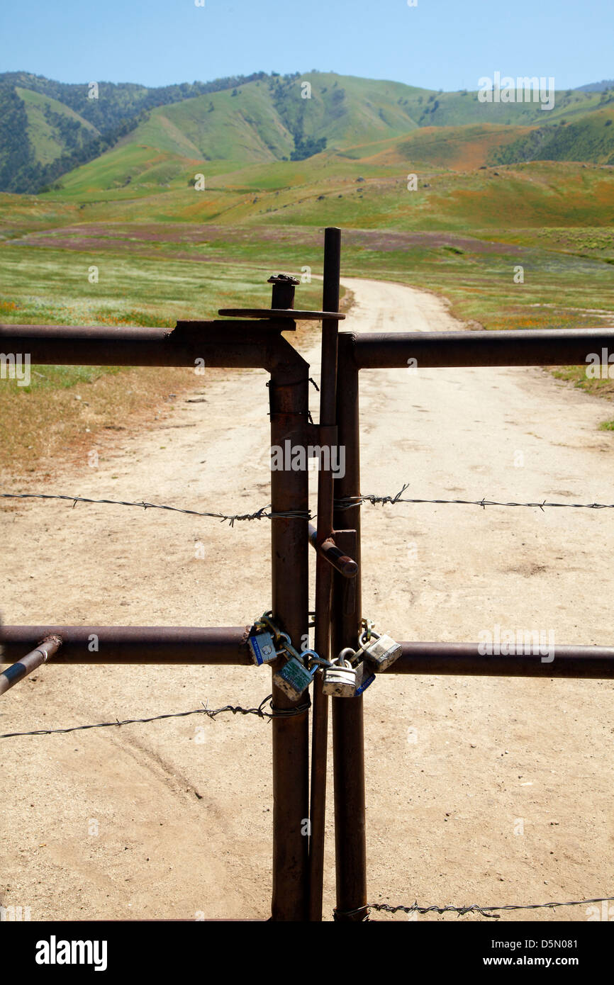 Il cancello al ranch privato terra, USA, 2013 Foto Stock