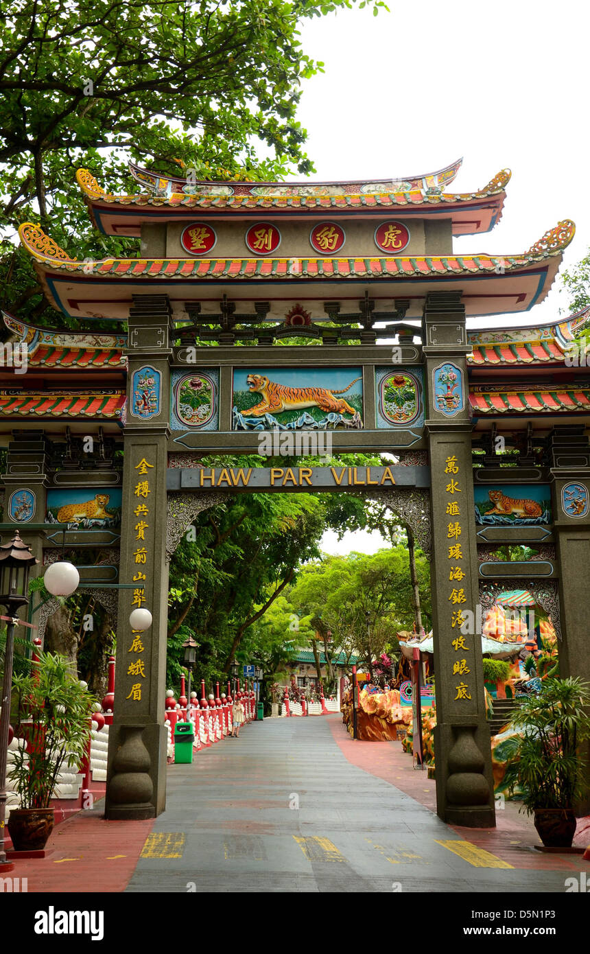 Arco d'ingresso alla Haw Par Villa park Singapore Foto Stock